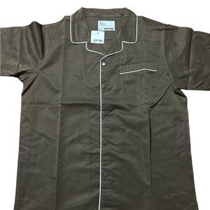 EPTM Pajama Style Shirt Men’s M Piping Button Up Short Sleeve Casual